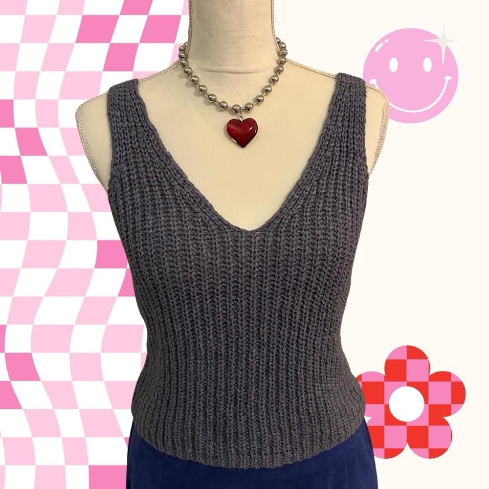 Bohemian Knit Tank Top blue/gray small